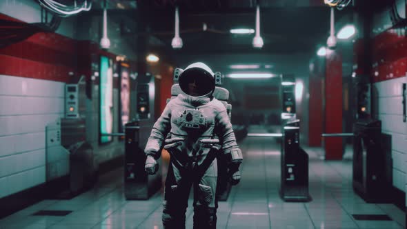 Astronaut at Underground Metro Subway alt