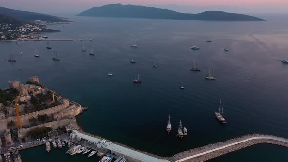 Top View of Marina and Old Town with Fortress