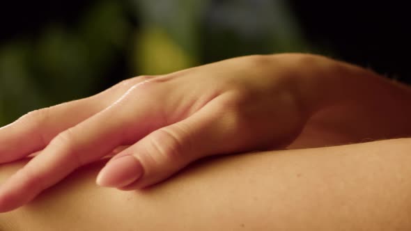 Hand Skin Closeup Human Body Part Touching Arm Surface Macro Shooting Massage and Spa Concept