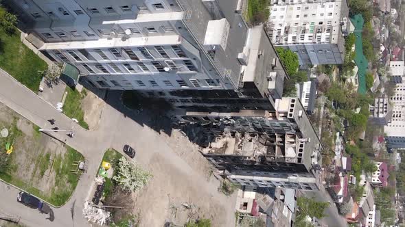 Vertical Video of a Destroyed Building in Borodyanka Ukraine