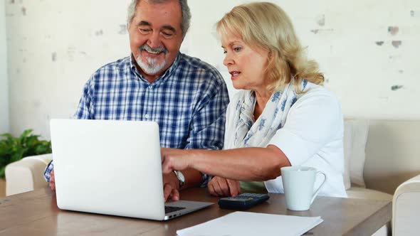 Senior couple using laptop