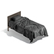 Black Wooden Single Bed - Twin Single Bed With Pillow And Mattress - 3DOcean Item for Sale