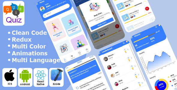 Quiz App -  Modern Quiz App | Educational App | Quiz Challenge React Native iOS/Android App Template