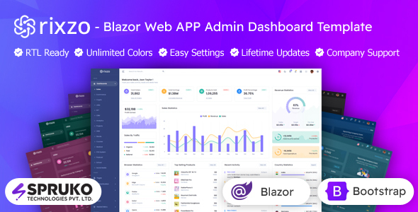 Rixzo - Blazor Web App Server Bootstrap Admin Dashboard Template