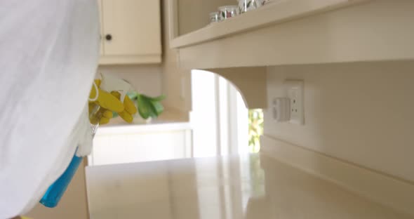 Woman cleaning the kitchen