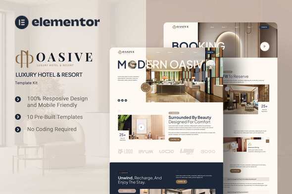 Oasive - Luxury Hotel & Resort Elementor Template Kit