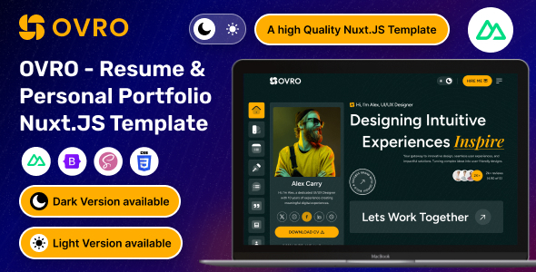 Ovro – Nuxt.JS Resume & Personal Portfolio Template