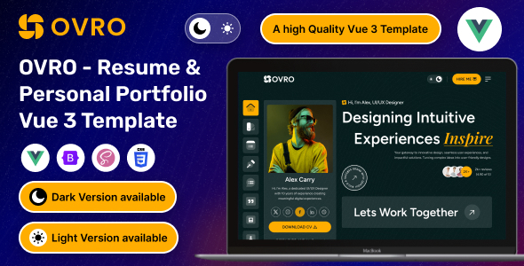 Ovro - Vue 3 Resume & Personal Portfolio Template