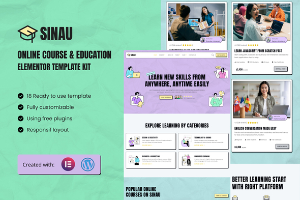 Sinau - Online Course & Education Elementor Template Kit