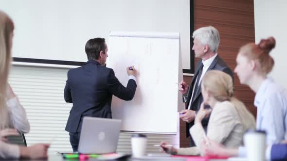 Business man speaking on seminar