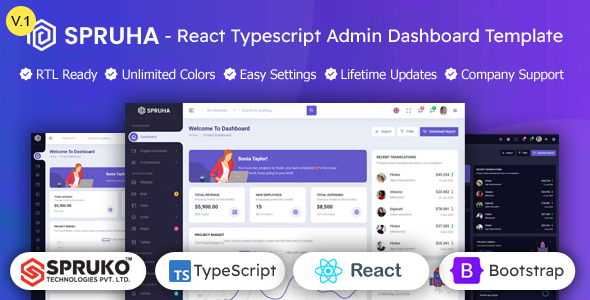 Spruha - Typescript React Admin Dashboard Template
