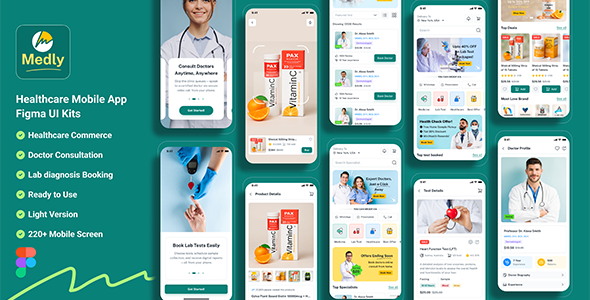 Medly – Healthcare Mobile App Figma UI Kits