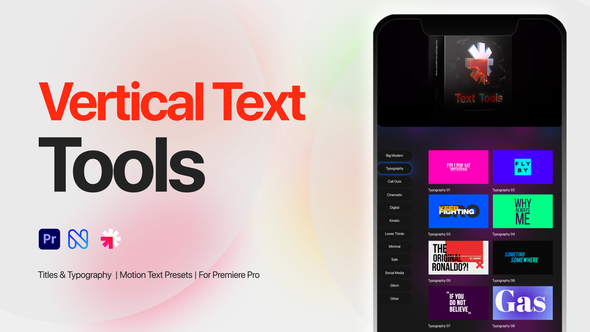 Vertical Text Tools for Premiere Pro - Titles, Typography, Reels, Call Outs