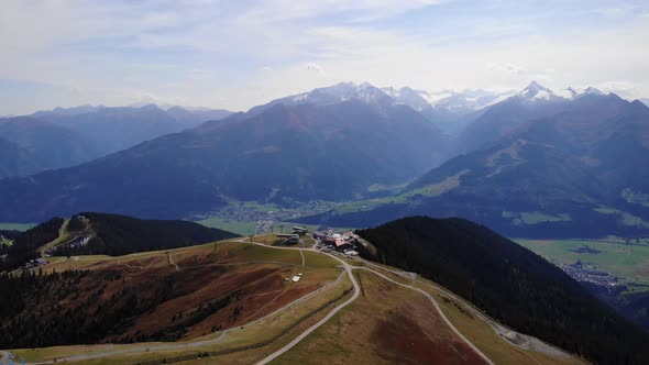 Aerial View Of The Paragliding Hotspot In Mount Schmitten And The Scenic Kitzbuhel Alps In Austria.