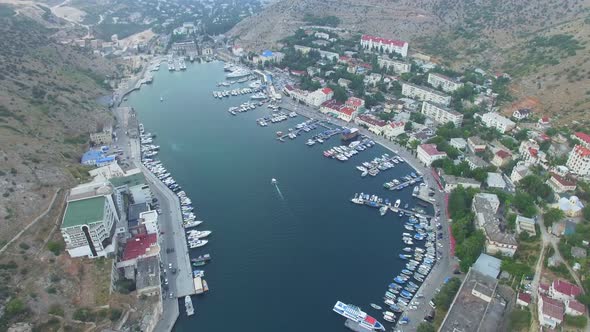 Drone View of Ships in Balaklava Bay Crimea