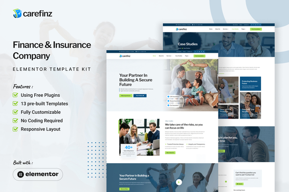 Carefinz - Finance & Insurance Company Elementor Template Kit