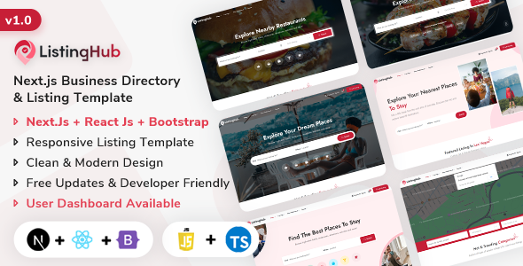 ListingHub - Next.js Business Directory & Listing Template (Javascript + Typescript)