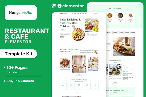 HungerHut - Restaurant & Cafe Elementor Template Kit