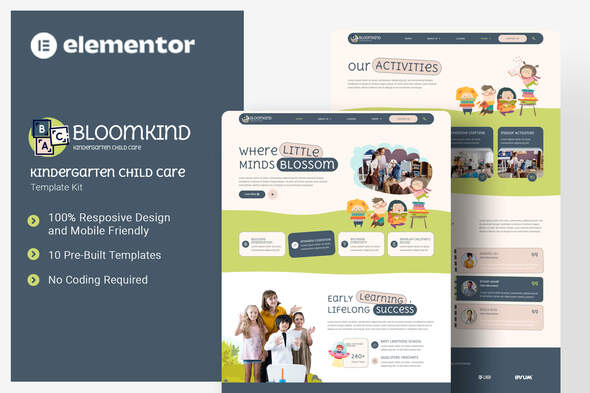 Bloomkind - Kindergarten Child Care Elementor Template Kit