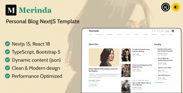 Merinda - Personal Blog NextJS Template