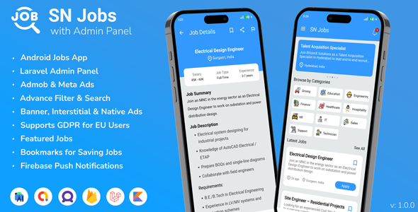 SN Jobs - Android Jobs App with Admin Panel