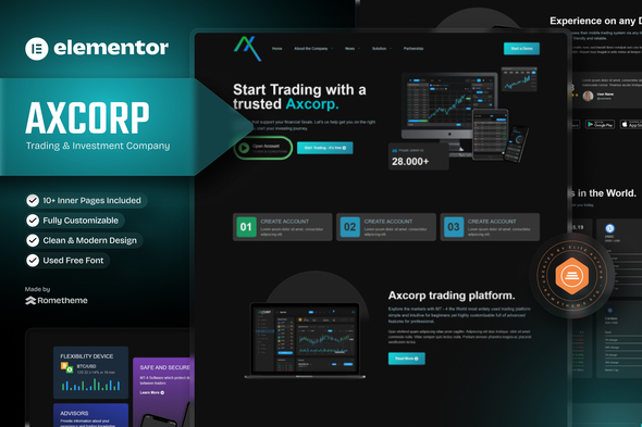 Axcorp - Trading & Investment Company Elementor Template Kit