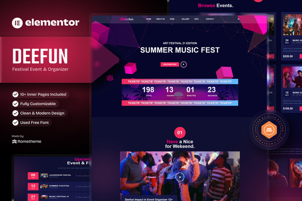 DeeFun - Festival & Event Organizer Elementor Template Kit