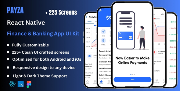 Payza - Finance, Banking, E-Wallet & Online Payment React Native CLI Ui Kit
