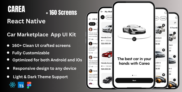 Carea - Car Marketplace React Native CLI App Ui Kit