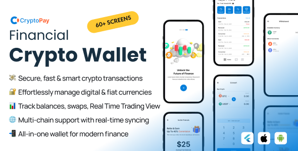 CryptoPay UI Kit — Flutter Crypto Wallet with Virtual & Physical Cards, Use Crypto Like Fiat