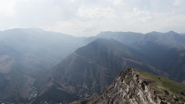 Flying above green slopes