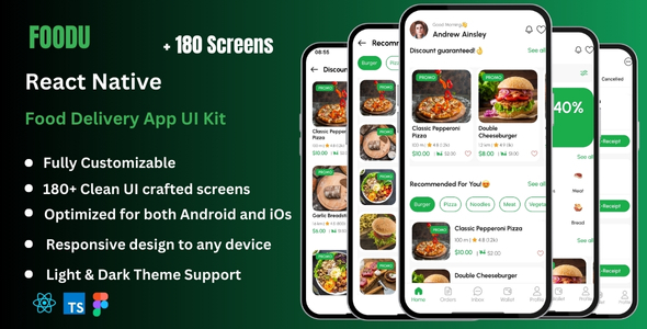 Foodu - Food Delivery React Native CLI App Ui Kit