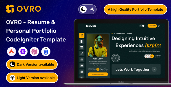 Ovro – Resume & Personal Portfolio CodeIgniter Template