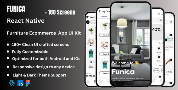 Funica - Furniture Ecommerce React Native CLI Ui Kit