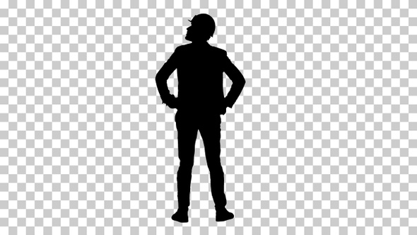 Silhouette Engineer standing, Alpha Channel