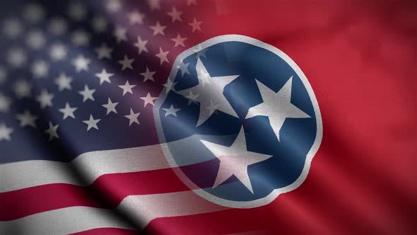 Tennessee State Usa Mixed Flag Close Up HD