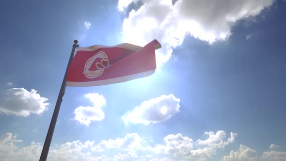 Calgary City Flag (Alberta) on a Flagpole V4