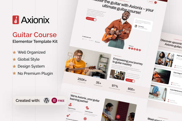 Axionix - Guitar Course Elementor Template Kit