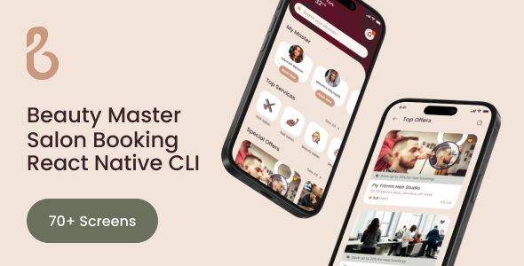 Beauty Master – React Native CLI Hair Salon App Template