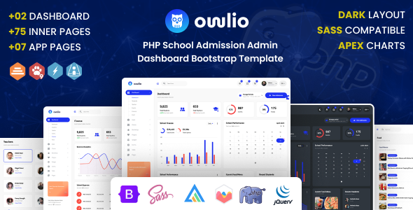 Owlio - PHP School Education Admin Dashboard Template