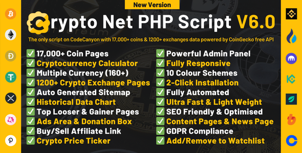 CryptoNet – All-in-One Crypto Market Website PHP Script (CoinMarketCap & CoinGecko Alternative)