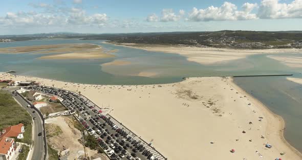 Amazing Foz Do Arelho Beach Near Caldas Da Rainha With Sea Inlet Forming The Scenic Obidos Lagoon In