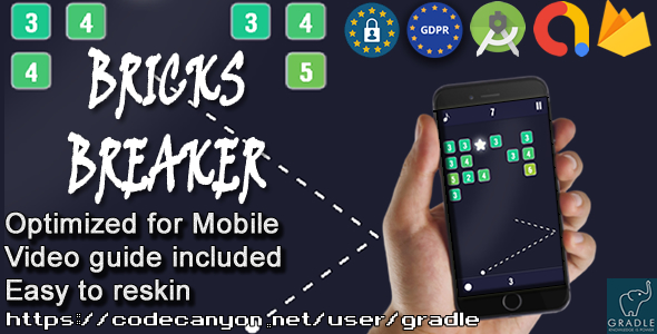 Bricks Breaker (Admob + GDPR + Android Studio)