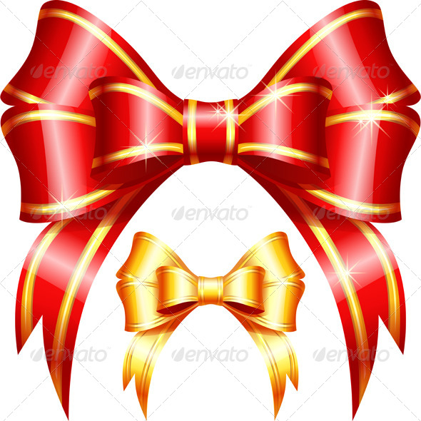 Red and Gold Gift Bow and Ribbon