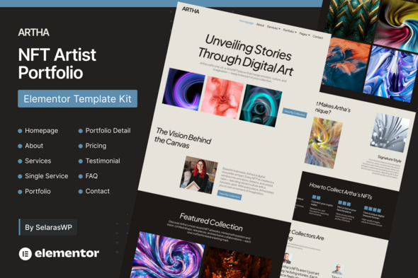 Artha - NFT Artist Portfolio Elementor Pro Template Kit