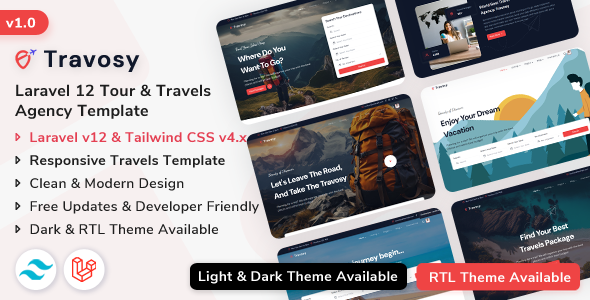Travosy - Laravel 12 Tour & Travels Agency Template