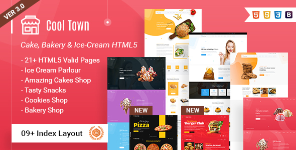 Cool Town | Ice Cream, Cakes & Cookies Bakery HTML5 Template