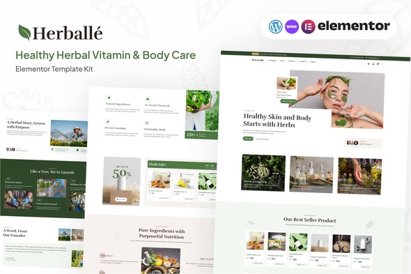 Herballe - Herbal Vitamin & Body Care Woocommerce Elementor Pro Template Kit