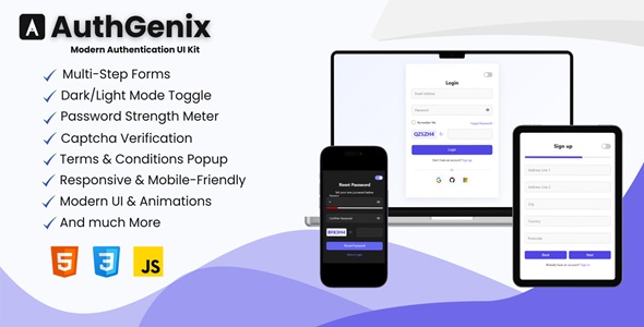 AuthGenix – Modern Multi-Step Authentication & Registration UI Kit
