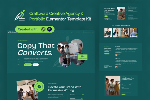 Craftword - Creative Agency & Copywiting Portfolio Elementor Template Kit